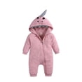 thumbnail image 1 of WOYY Boy's Jumpsuit Cartoon Shark Hooded Romper Union Suit Solid Casual Playsuit, 1 of 3