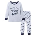 thumbnail image 1 of WOYY Boys 2 Piece Pajamas Plane Print Long Sleeve Top Pants Snug Fit Sleepwear, Sizes 3-14, 1 of 2
