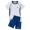 thumbnail image 1 of WOYY Boys 2-Piece Swimsuit Short Sleeve Rash Guard Siwm Trunks Bathing Suit, Sizes 7-14, 1 of 2