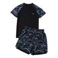 thumbnail image 1 of WOYY Boys 3-Piece Swimsuit Short Sleeve Rash Guard Shorts Swim Cap Bathing Suit, Sizes 8-9, 1 of 5