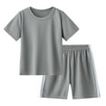 thumbnail image 1 of WOYY Boys Active Outfits Solid Casual Short Sleeve T Shirt Shorts Tracksuit, Sizes 5-6, 1 of 3