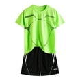 thumbnail image 1 of WOYY Boys Athletic Outfits Quick Drying Short Sleeve Tee and Shorts Set Summer Tracksuit for Kids, Sizes 3-14, 1 of 3