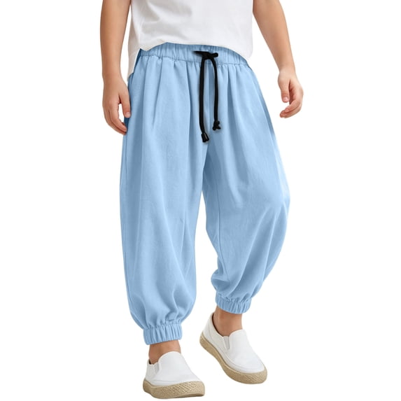 WOYY Boys Baggy Jogger Pants Casual Loose Fit Breathable Streetwear Trousers, Sizes 2-14