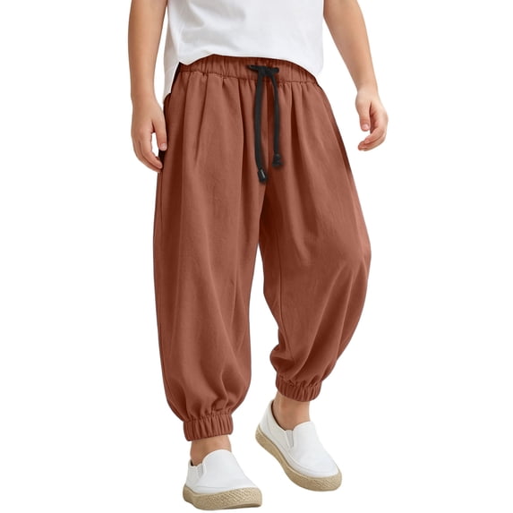 WOYY Boys Baggy Jogger Pants Casual Loose Fit Breathable Streetwear Trousers, Sizes 2-14