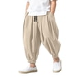 thumbnail image 1 of WOYY Boys Baggy Pants Loose Fit Trousers Kids Elastic Waist Joggers, Sizes 2-14, Khaki, 1 of 5