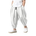thumbnail image 1 of WOYY Boys Baggy Pants Loose Fit Trousers Kids Elastic Waist Joggers, Sizes 2-14, White, 1 of 5