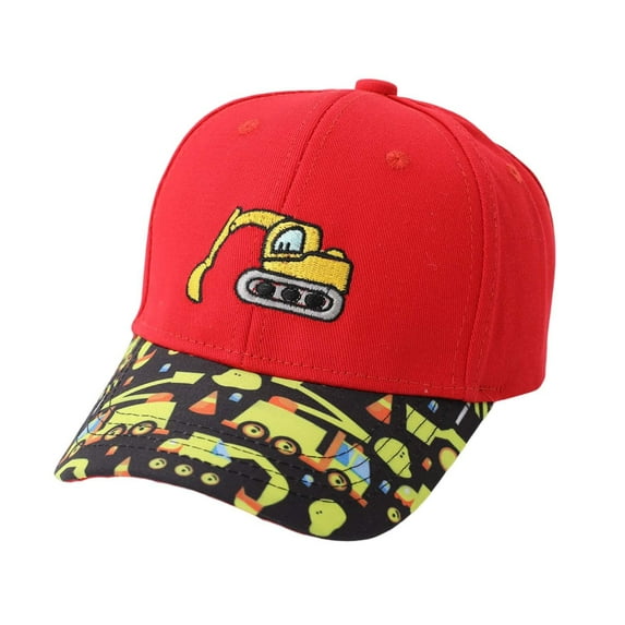 WOYY Boys Baseball Cap Excavator Embroidery Adjustable Snapback Hat Kids Cartoon Sun Hat