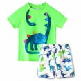 thumbnail image 1 of WOYY Boys Bathing Suit Dinosaur Short Sleeve Rash Guard Swimsuits, 2-Piece, Sizes 3-7, 1 of 7