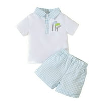 WOYY Boys Cotton Outfits Golf Embroidery Short Sleeve Polo Shirt & Shorts Set, Sizes 6M-4T
