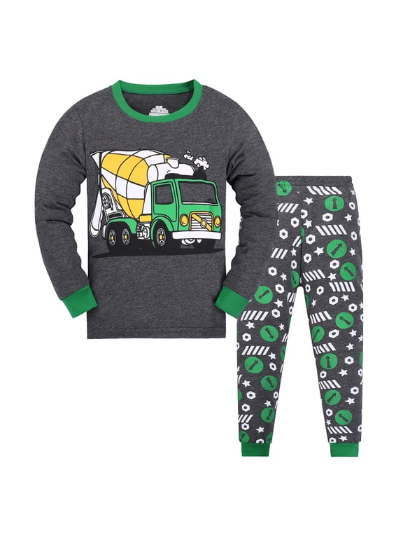 Boys Cotton Pajamas 2 Piece Sleepwear Long Sleeve Top Pants Loungewear, Sizes 1-9