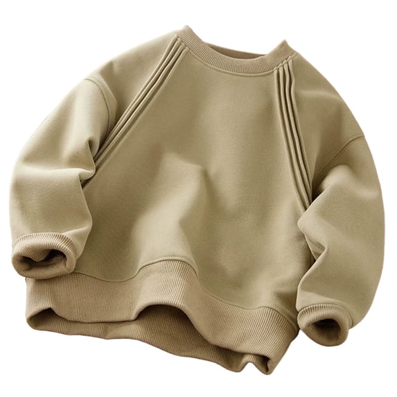 WOYY Boys Crewneck Sweatshirt Casual Solid Color Loose Fit Pullover for Kids, Sizes 3-16