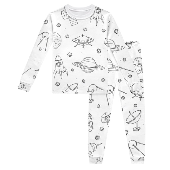 WOYY Boys DIY Coloring Pajama Set Long Sleeve Top Pants Sleepwear Outfits, Sizes 6-7
