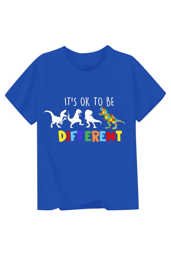Boys Dinosaur T-Shirt Short Sleeve Round Neck T Shirt Summer Kids Tee, Sizes 13-14
