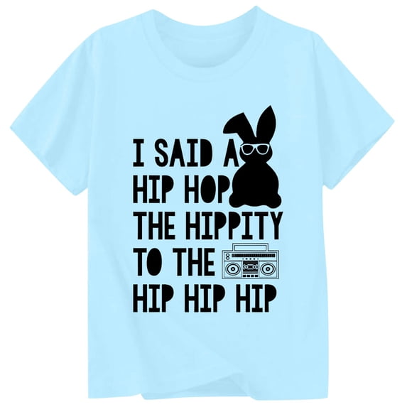 WOYY Boys Easter Letter Print T-Shirt Short Sleeve Crew Neck T Shirt, Sizes 1-13