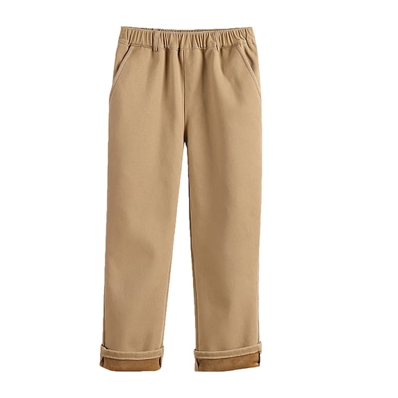 WOYY Boys Lined School Uniform Pull-On Stretch Slim Twill Pants, Sizes 12-13