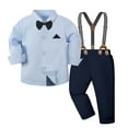thumbnail image 1 of WOYY Boys Formal Outfits Long Sleeve Dress Shirt and Suspenders Pants Suit, Sizes 18-24M, 1 of 2