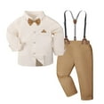 thumbnail image 1 of WOYY Boys Formal Outfits Long Sleeve Dress Shirt and Suspenders Pants Suit, Sizes 4-5T, 1 of 2