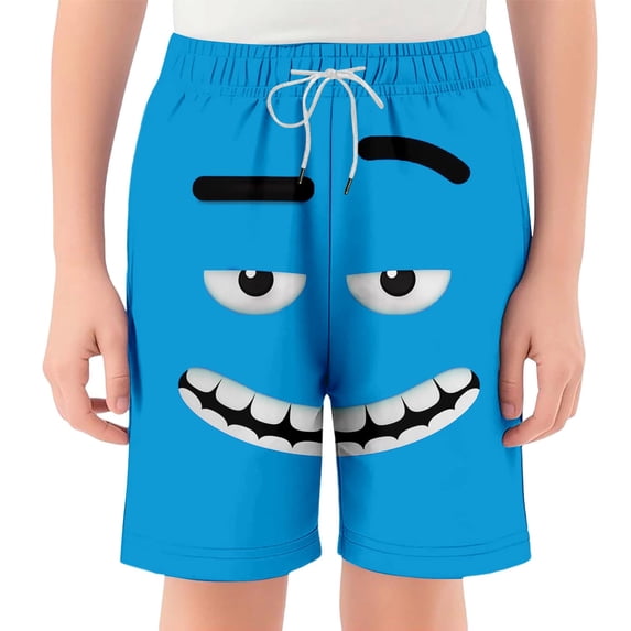 WOYY Boys Funny Graphic Beach Shorts Casual Elastic Waist Drawstring Shorts, Sizes 2-14