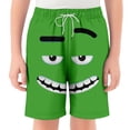thumbnail image 1 of WOYY Boys Funny Graphic Beach Shorts Elastic Waist Drawstring Shorts, Sizes 2-14, Green, 1 of 3