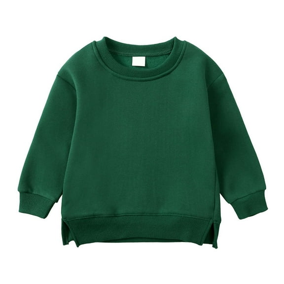 WOYY Boys Girls Casual Sweatshirt Kids Solid Crewneck Pullover Sweatshirts, Sizes 2-3T