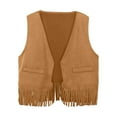 thumbnail image 1 of WOYY Boys Girls Cowboy Open Front Tassel Vest Solid Party Fringe Waistcoat, Sizes 3-12, 1 of 3