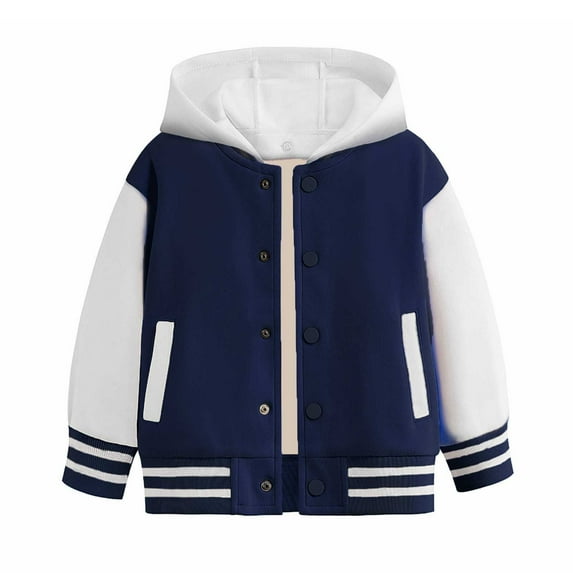 WOYY Boys Girls Bomber Jacket Color Block Hooded Baseball Jacket, Sizes 11-12