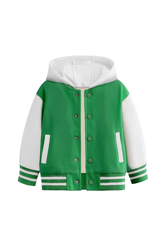 Boys Girls Bomber Jacket Color Block Hooded Baseball Jacket, Sizes 4-5T