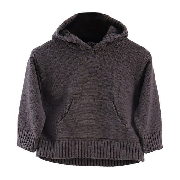 WOYY Boys Girls Hooded Sweater Kids Knitted Soft Casual Pullover Hoodie, Sizes 8-9