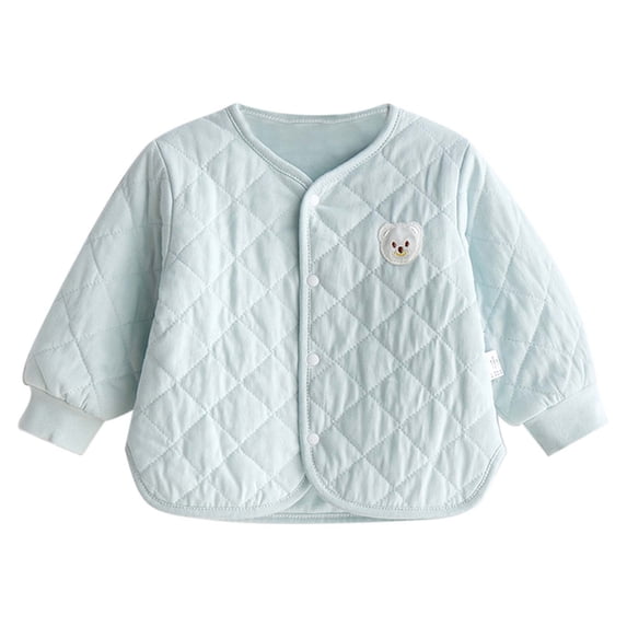 WOYY Boys Girls Lightweight Down Coat Fall Winter Button Front Quilted Jacket, Sizes 6-12M