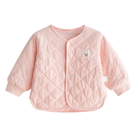 WOYY Boys Girls Lightweight Down Coat Fall Winter Button Front Quilted Jacket, Sizes 6-12M