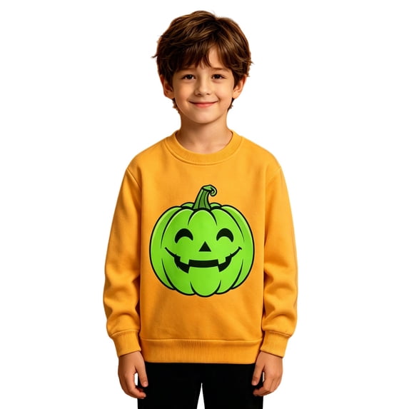 WOYY Boys Glow In the Dark Pumpkin Sweatshirt Halloween Fleece Lined Sweatshirt, Size 1-10