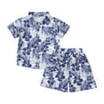 thumbnail image 1 of WOYY Boys Hawaii Tropical Print Button Down Shirt Shorts Set Summer Beach Outfits Children's Clothes Sets, Sizes 12M-5T, 1 of 2