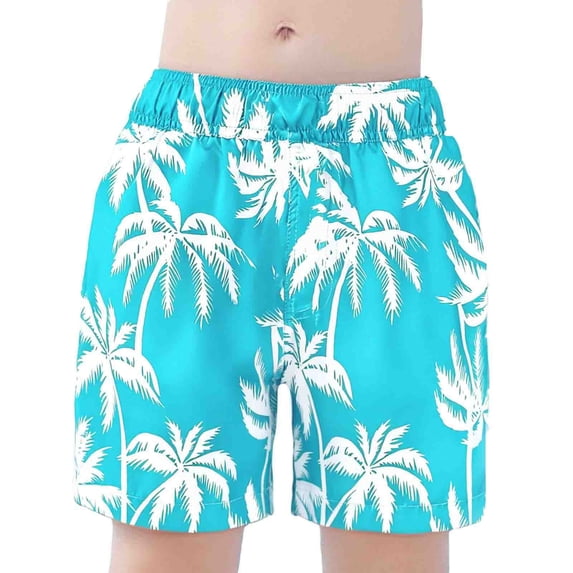 WOYY Boys Hawaiian Beach Shorts Summer Quick Drying Lightweight Pull On Shorts, Sizes 2-8