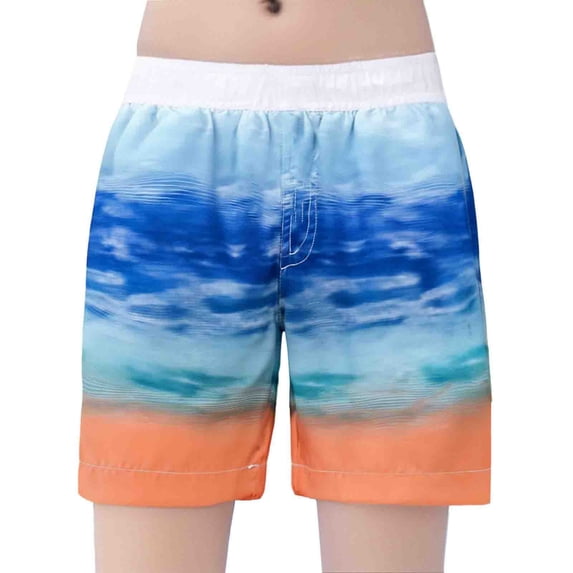 WOYY Boys Hawaiian Beach Shorts Summer Quick Drying Lightweight Pull On Shorts, White, Sizes 2-8