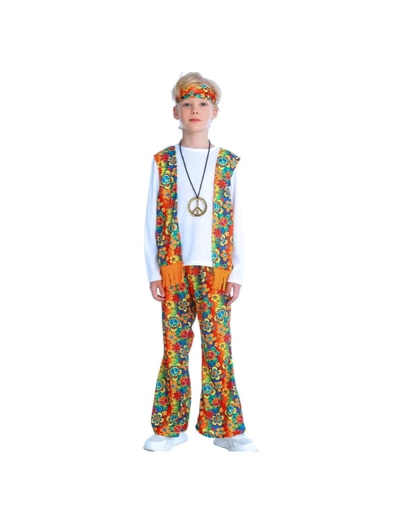 Boys Hippie Retro Outfits Dress Up Party Dancewear Set, Sizes 11-12