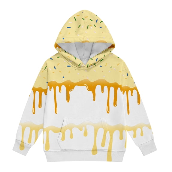 WOYY Boys Hoodie Casual Athletic Ice-Cream Print Cozy Hooded Sweatshirt, Size 1-14