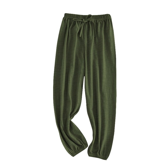 WOYY Boys' Linen Pants Elastic Waist Drawstring Pants Lightweight Soft Slacks, Sizes 2-10
