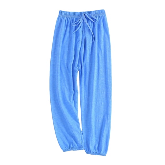 WOYY Boys' Linen Pants Elastic Waist Drawstring Pants Lightweight Soft Slacks, Sizes 2-10