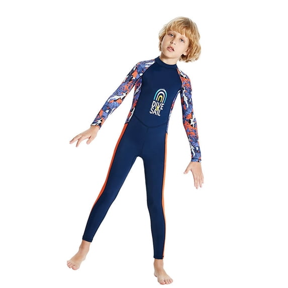 WOYY Boys Long Sleeve Rash Guard Surfing Suit One-Piece Swimsuit with UPF50+, Sizes 8-9