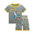 thumbnail image 1 of WOYY Boys Outfits Cartoon Graphic Short Sleeved Top Shorts 2Pcs Sleepwear Set, Sizes 2-8, 1 of 2