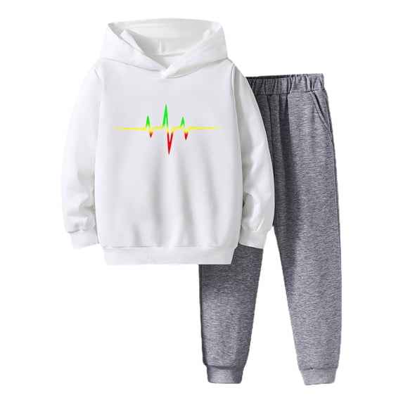 WOYY Boys Outfits Graphic Pullover Hoodie Sweatpants 2Pcs Set Fashion Kids Clothes, Sizes 5-14