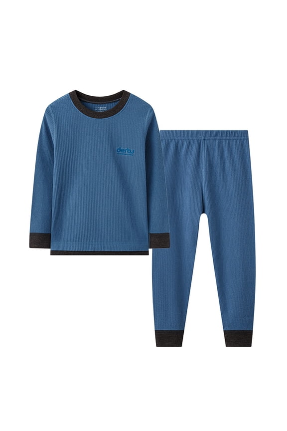 Boys Outfits Thermal Underwear Set Lined Base Layer Long Sleeve Top Pants Sleepwear Outfits, Sizes 5-6