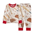 thumbnail image 1 of WOYY Boys Pajama Set Baseball Print Long Sleeve Top Pants Sleepwear Loungewear, Sizes 2-10, 1 of 2