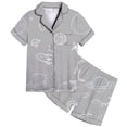 thumbnail image 1 of WOYY Boys Pajamas Button Down Short Sleeve Shirt Shorts Loungewear Kids PJ Set, Sizes 2-13, 1 of 3