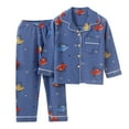 thumbnail image 1 of WOYY Boys Pajamas Pants Set Long Sleeve Button Down Shirt Pants PJs Loungewear, Sizes 1-12, 1 of 3