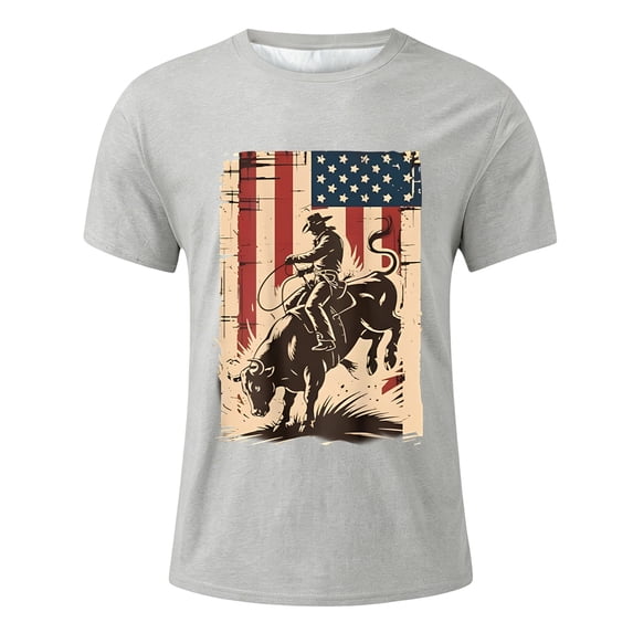 WOYY Boys Patriotic Graphic Tees Casual Short Sleeve Crew Neck T-Shirt Top, Sizes 2-13