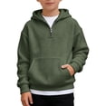 thumbnail image 1 of WOYY Boys Quarter Zip Knit Hoodie Casual Solid Pullover Hooded Sweatshirt Top, Sizes 4-14, 1 of 3