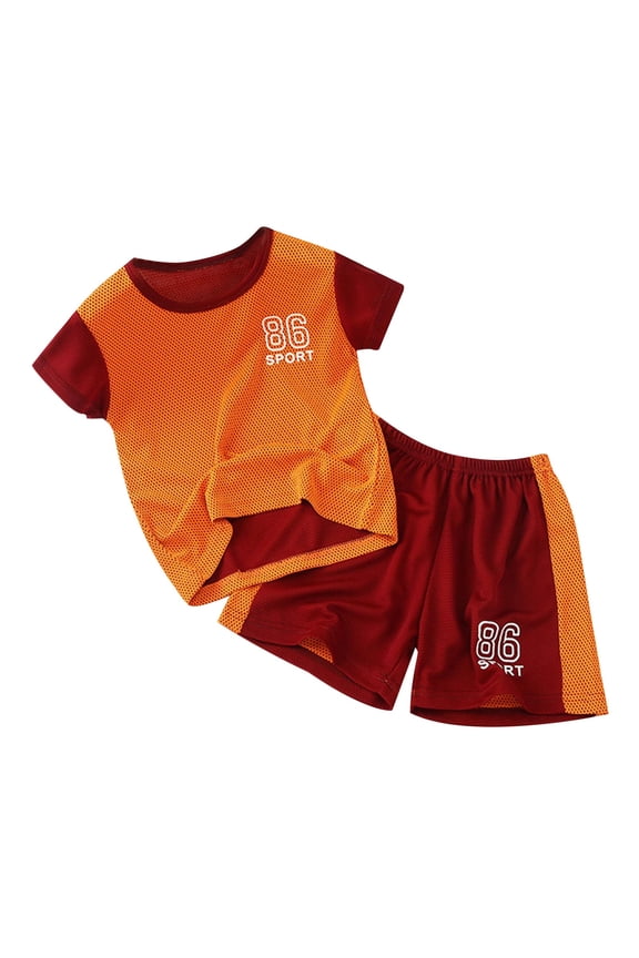 Boys Quick Drying Athletic Outfits Short Sleeve T Shirt Shorts Set Children's Clothes Sets, Sizes 2-3