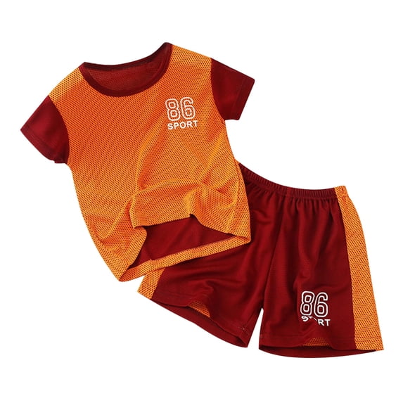 WOYY Boys Quick Drying Athletic Outfits Short Sleeve T Shirt Shorts Set Children's Clothes Sets, Sizes 2-3