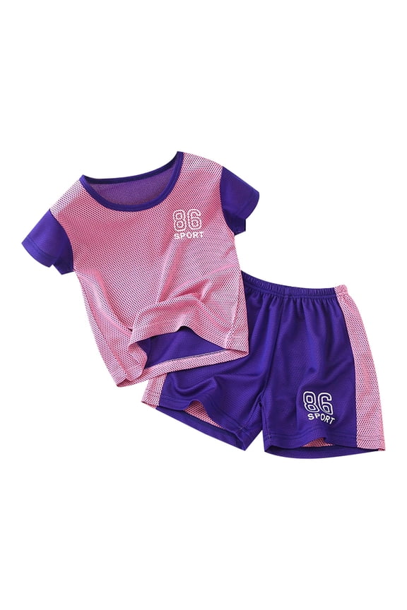 Boys Quick Drying Athletic Outfits Short Sleeve T Shirt Shorts Set Children's Clothes Sets, Sizes 4-5
